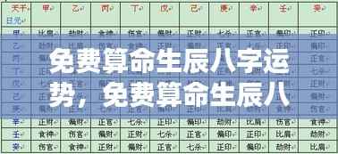 揭秘免费算命生辰八字运势,洞悉未来走向的奥秘