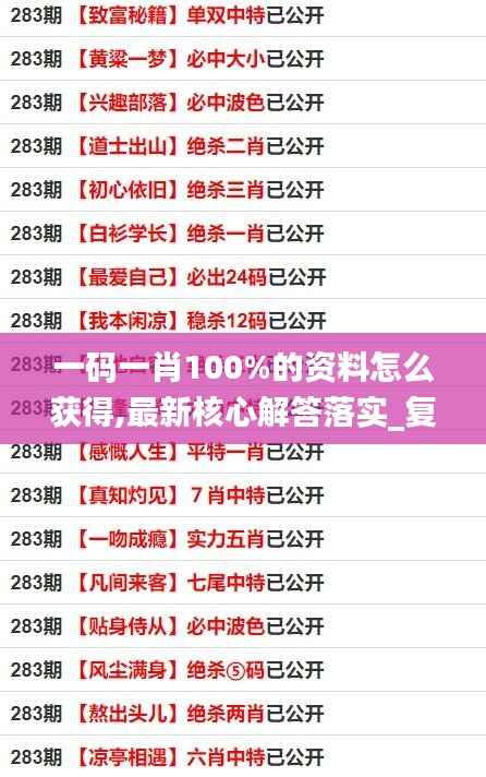 一码一肖100%的资料怎么获得,最新核心解答落实_复古款10.390