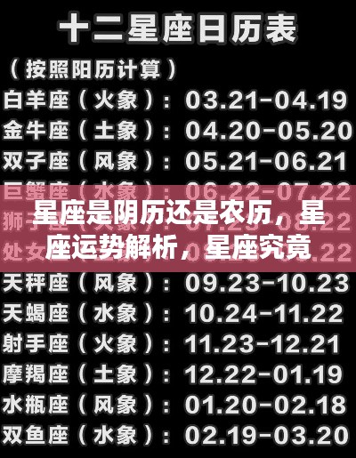 星座运势解析,星座究竟依据的是阴历还是农历?