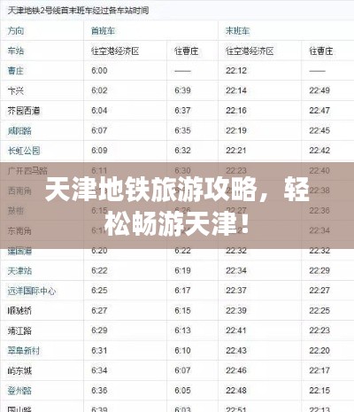 天津地铁旅游攻略,轻松畅游天津!