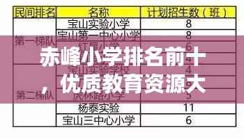赤峰小学排名前十,优质教育资源大揭秘!