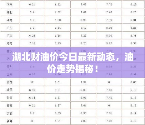 湖北财油价今日最新动态,油价走势揭秘!
