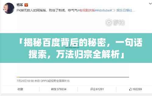 「揭秘百度背后的秘密,一句话搜索,万法归宗全解析」